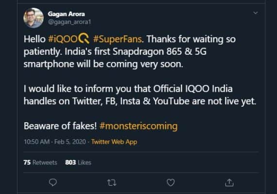 iQoo 3 SoC confirmed