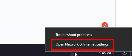 Network & Internet Settings in Windows 10