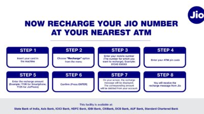 Recharge Jio SIM from an ATM