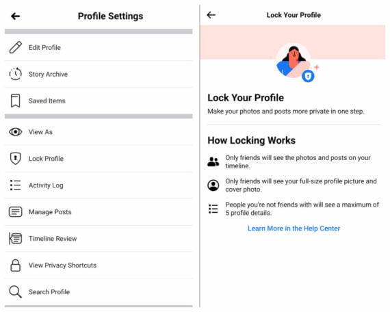 How to enable Facebook Profile Lock
