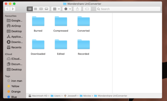 UniConverter for Mac Converted Folder