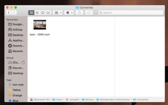 UniConverter for Mac Output Folder