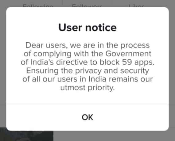 TikTok notice