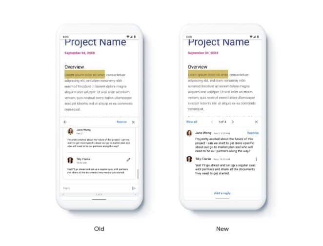 Google Doc new comment interface