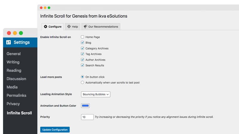 Infinite Scroll for Genesis WordPress Plugin Settings