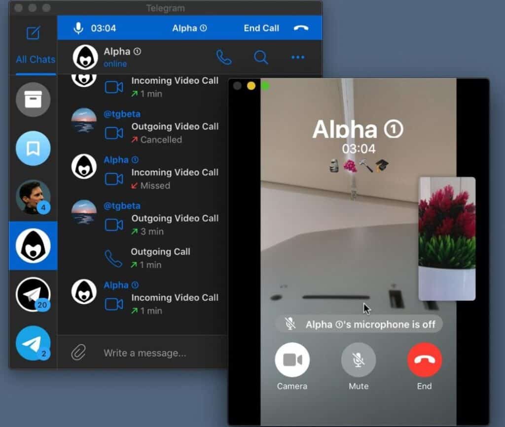 Telegram video call