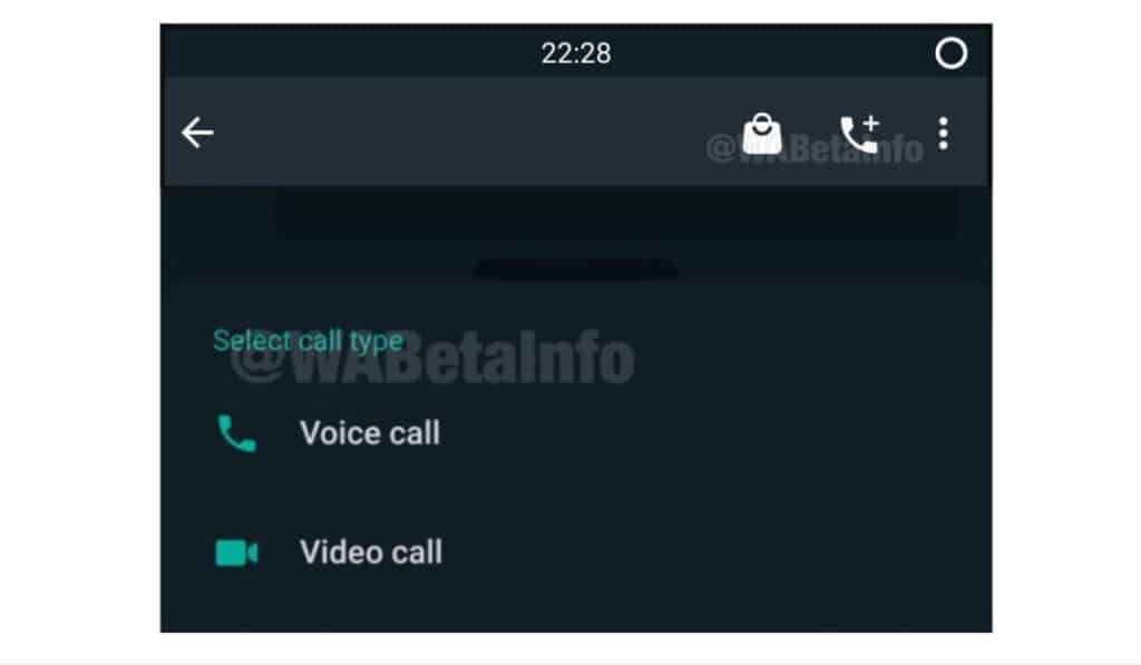 WhatsApp new call icon