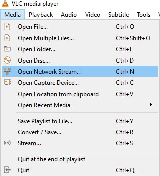 VLC Network stream option
