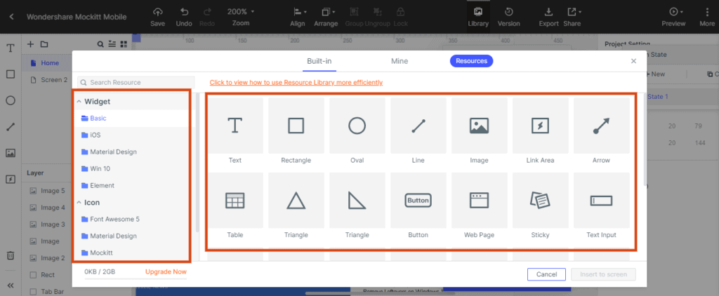 Wondershare Mockitt Screen Resources