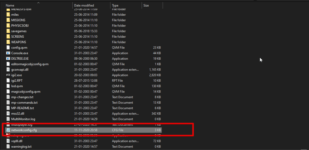 IGI 2 networkconfig.cfg file