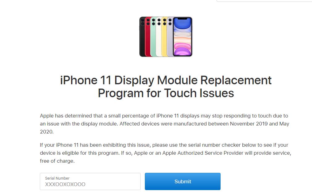 iPhone 11 screen replacemnet page