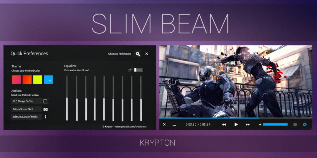 Slim Beam by Krypton - Best VLC Skins