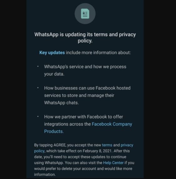WhatsApp privacy notification