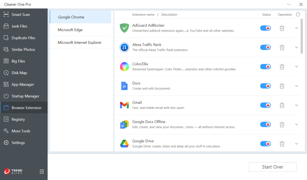 Cleaner One Pro: Browser Extensions Manager
