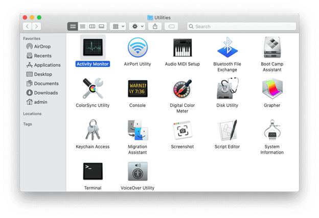 macbook process monitor on top bar