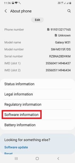 Android - Software Information 