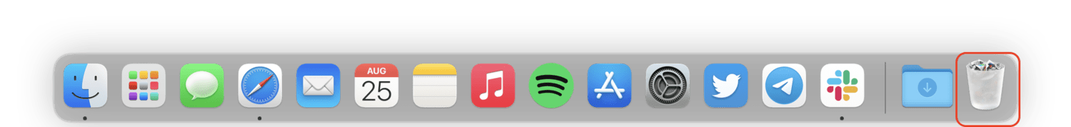 Trash icon in Dock on macOS