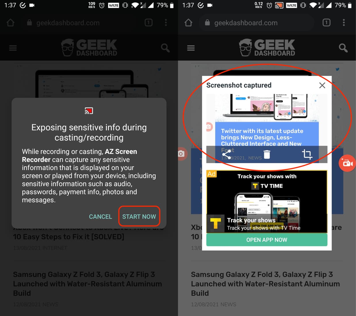 Taking Screenshots on Restricted Apps with AZ Screen Recorder - 03