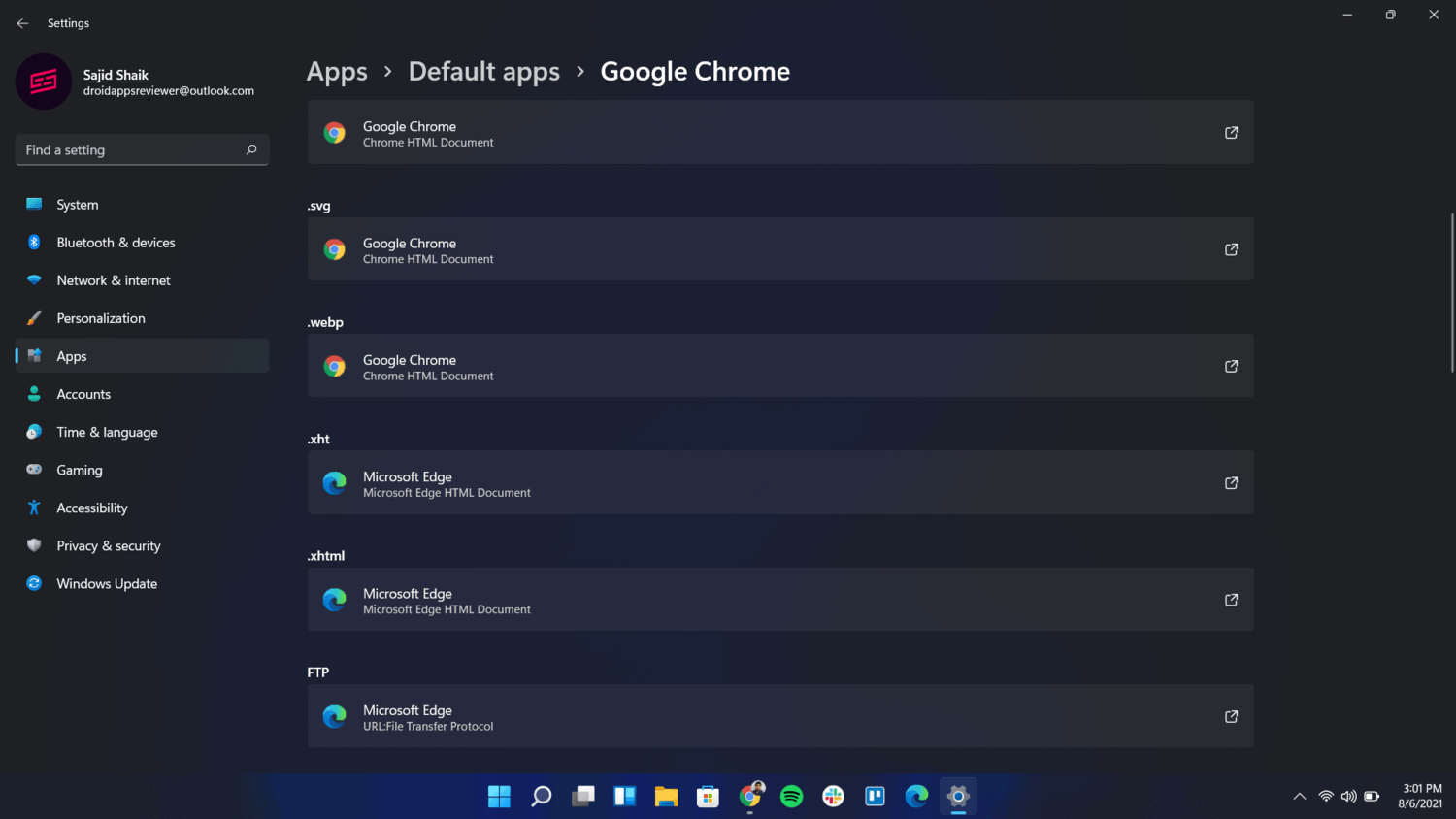 Change other File Types to Default Browser