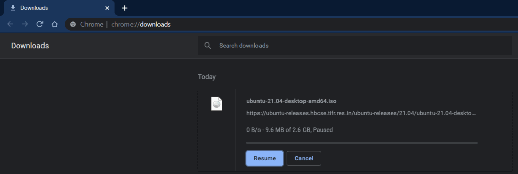 Chrome Download paused