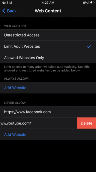 Delete URL to Unblock the website