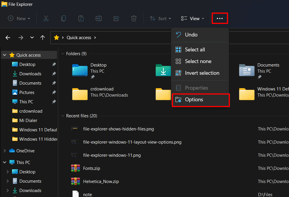 Enable Hidden files using Folder Options - 01