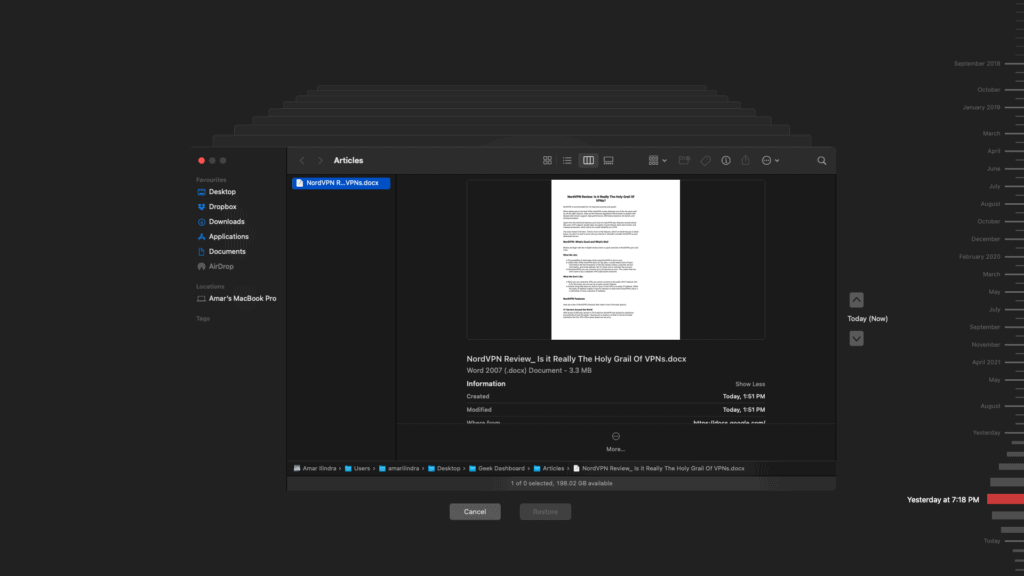 Using Time Machine to Recover Unsaved Word Documents