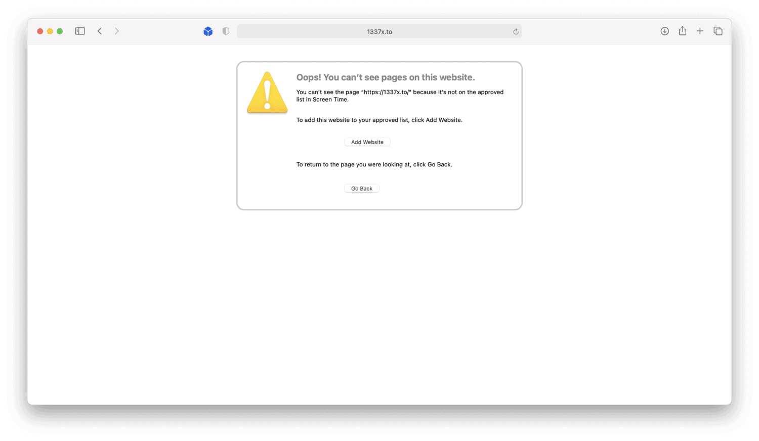 Age Restricted website blocked in Safari