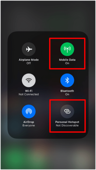 Disable Personal Hotspot from Control Center