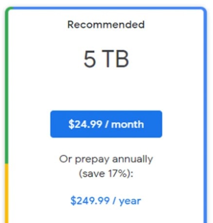 Google One 5TB storage