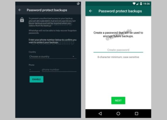 WhatsApp Password Protected Backups