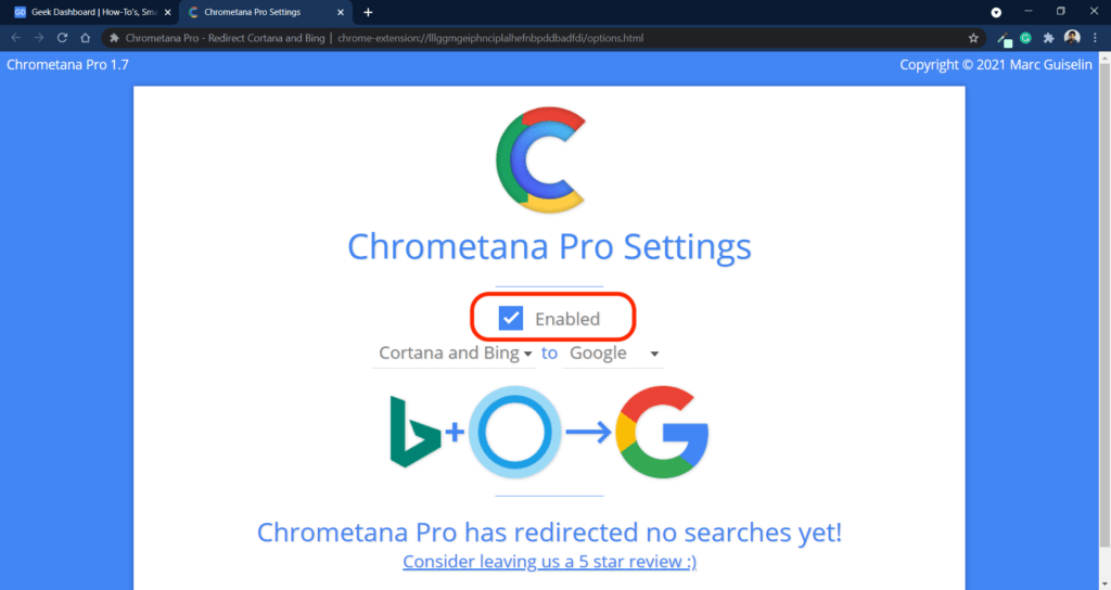 Disable or Enable Chrometana Pro Extension
