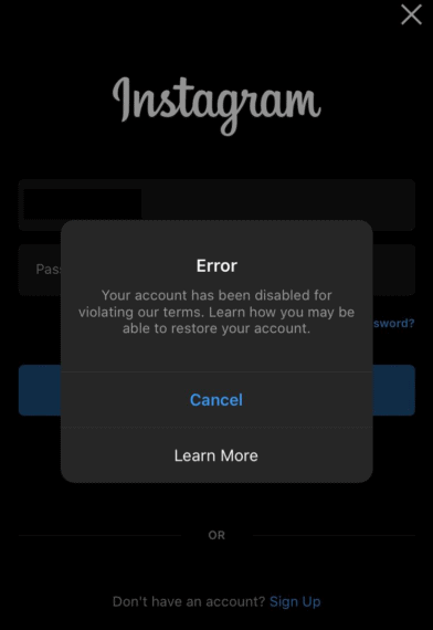 Disabled Instagram Account