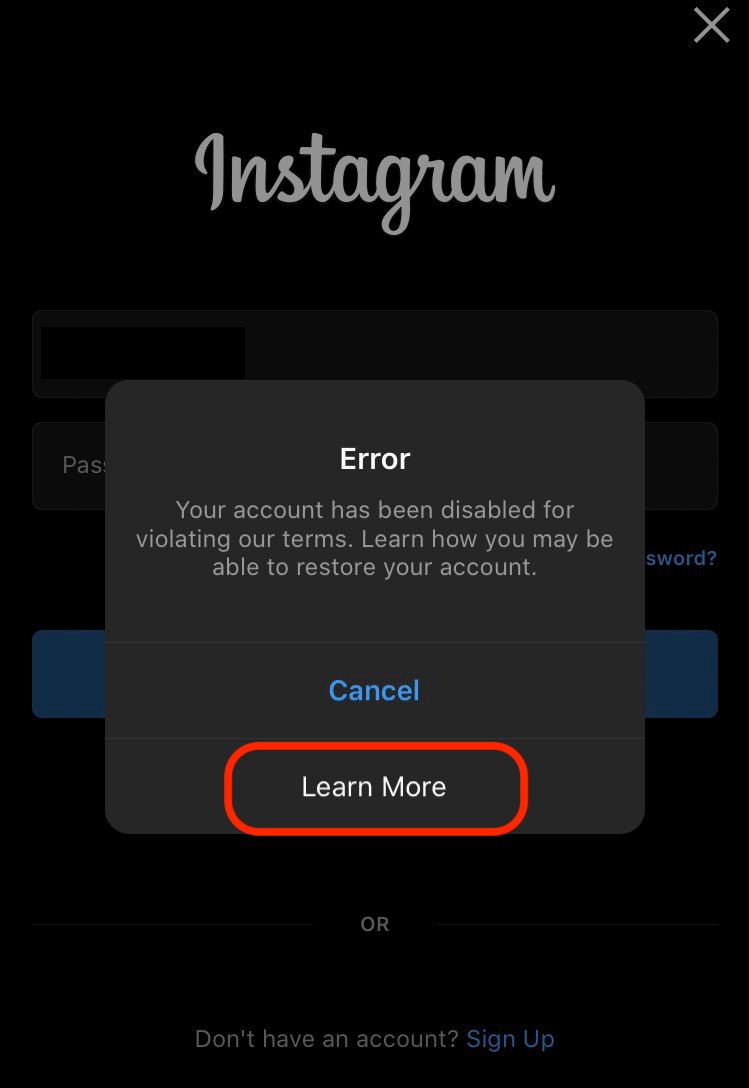 Instagram Account Disabled Appeal 