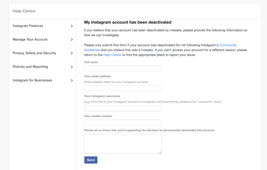 How to Appeal to Reactivate Disabled Instagram Account