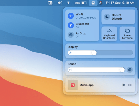 Enable WiFi and Bluetooth from Control Center if running on macOS Big Sur and above