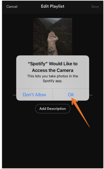 Allow Spotify to Access the Camera