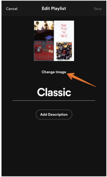 Click on Change Image to Spotify Profile Picture