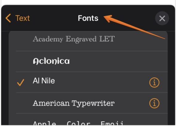 Click on Font to Use Custom Font
