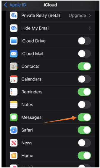 Enable Messages in iCloud