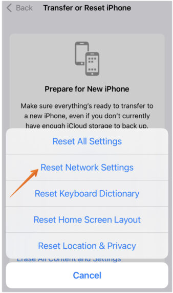 Click on Reset Network Settings to Fix if Voicemail is Not Working