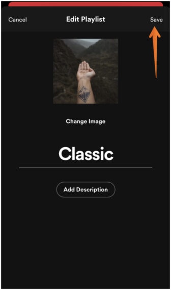 Click on Save to Change Playlist Picture on Spotify