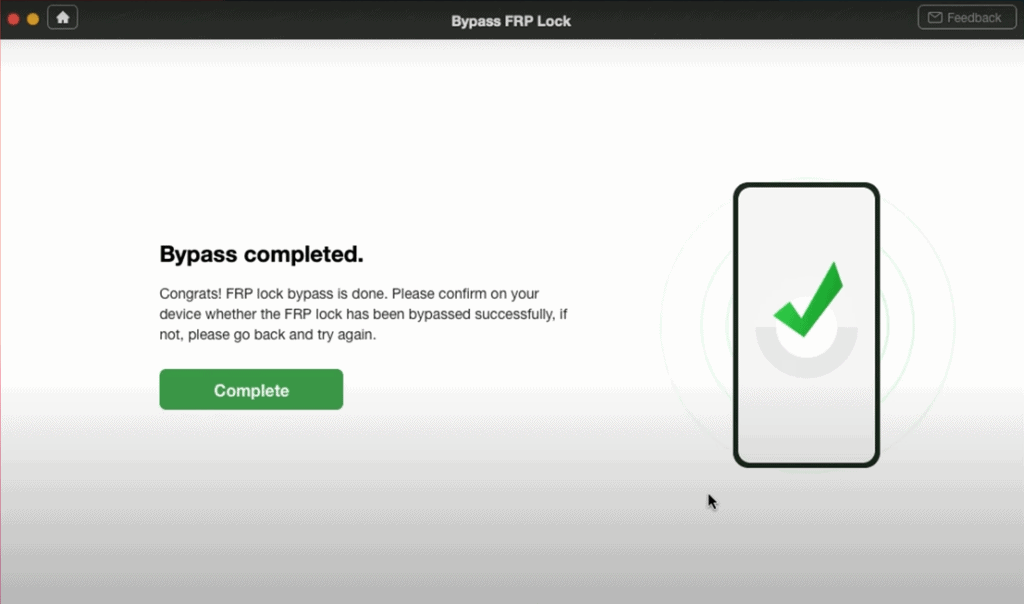 FRP Lock Bypass Completed