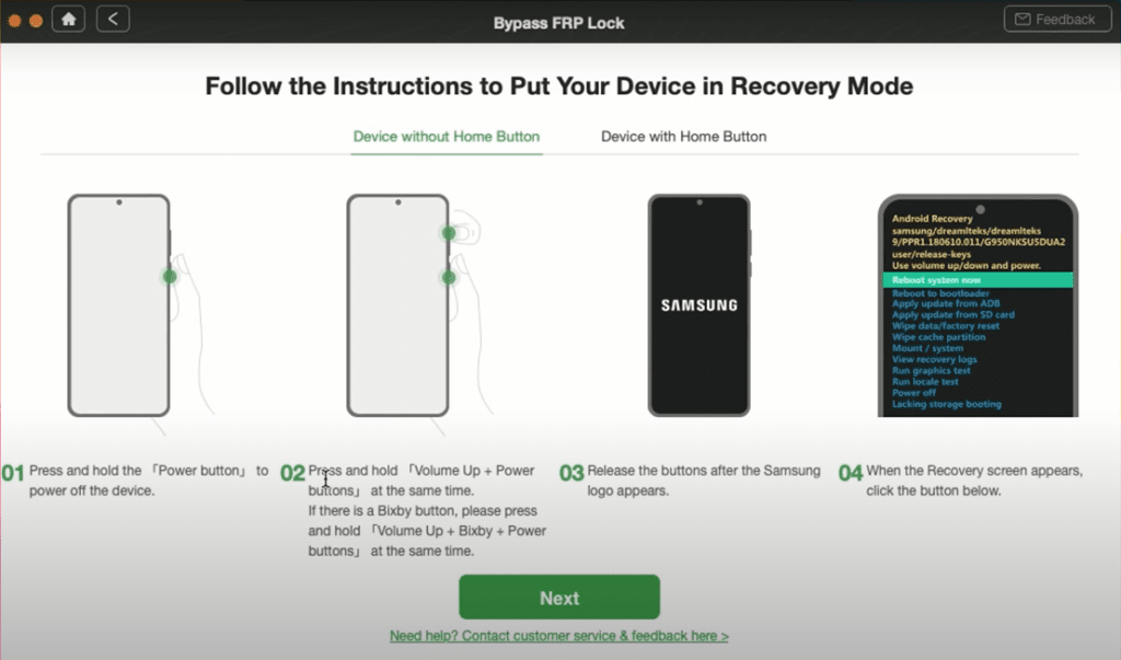 Instructions to put Device in Recovery Mode