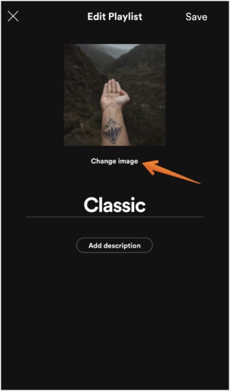 Select Change Image in Spotify Android App
