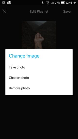 Select Choose Image to change spotify playlist picture