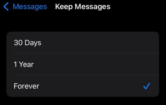 Choose your Preferred Time Period to 30 Days or 1 Year to Delete Old Messages Automatically