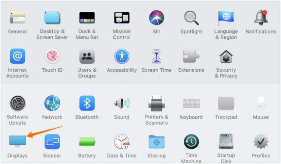 click on Displays in system preferences