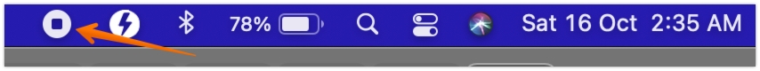 click square stop button in menu bar