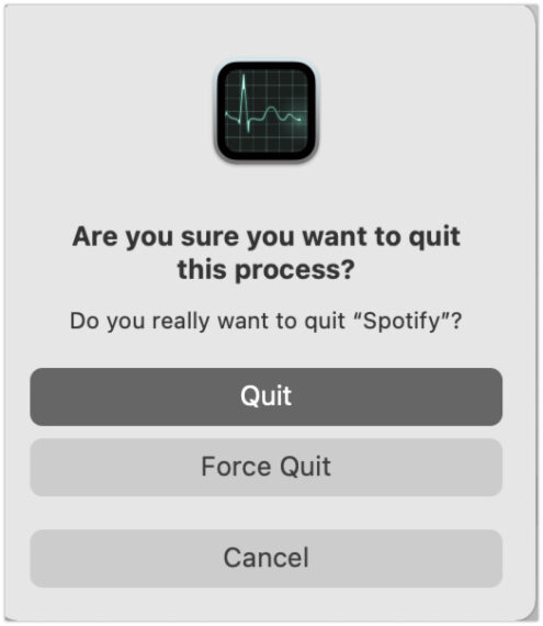Click on Force Quit to Kill Spotify App